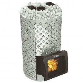 Дровяная банная печь GrillD Violet World Steel Romb Short Window Max Pro, камень 100 кг