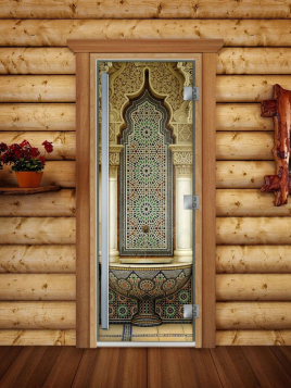 Дверь для сауны DoorWood Престиж А025 с фотопечатью, 70х190, коробка ольха