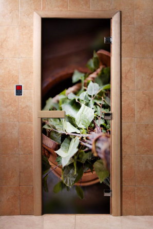 Стеклянные двери DoorWood с фотопечатью А008, коробка ольха