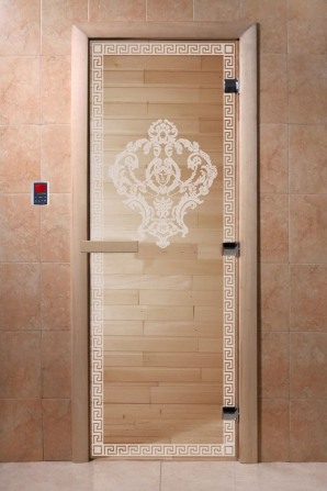 Стеклянная дверь DoorWood Версаче прозрачная, коробка ольха